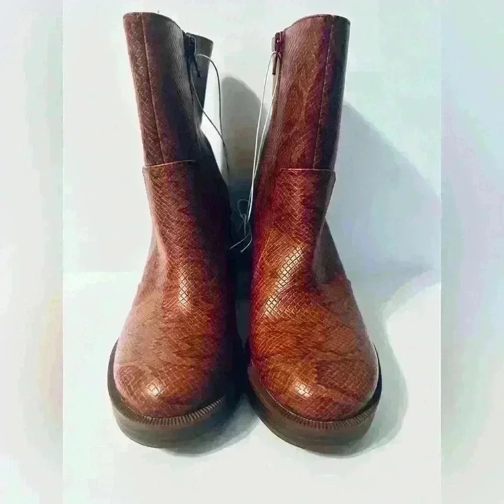 Universal Thread | Women’s Size 6.5, Brown Faux Leather Snakeskin Jenna Platform - Picture 3 of 7